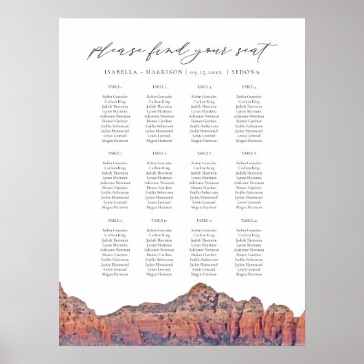 SEDONA-bemalt Skyline-Hochzeitstabelle Poster (Vorne)