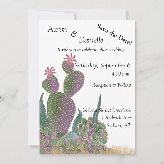 Sedona Cactus Blume Save the Date Card (Vorderseite)