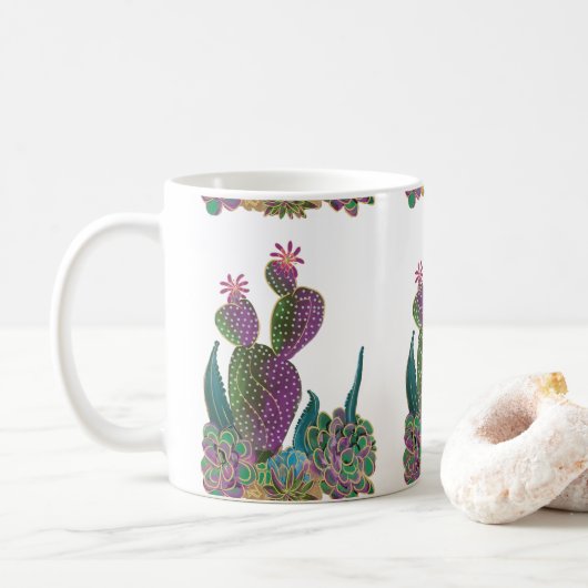 Sedona Cactus Flower Tiled design Mug Kaffeetasse (Mit Donut)