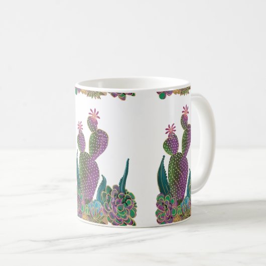 Sedona Cactus Flower Tiled design Mug Kaffeetasse (VorderseiteRechts)