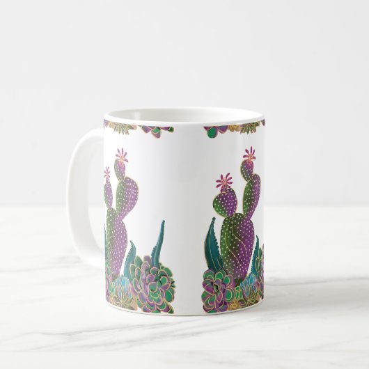 Sedona Cactus Flower Tiled design Mug Kaffeetasse (Vorderseite Links)