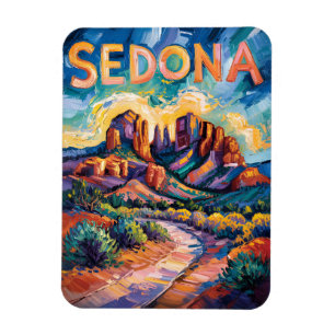 Sedona Desert Red Rock Travel Colorful Van Gogh Magnet