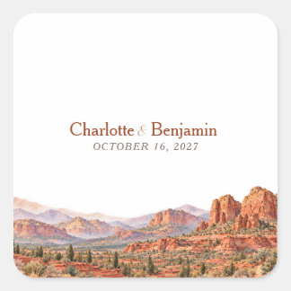 Sedona Red Rock Terrakotta-Hochzeit Quadratischer Aufkleber