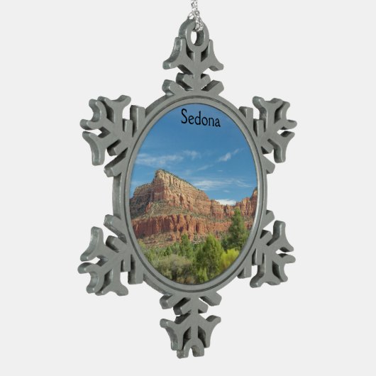 Sedona Red rocks Schneeflocken Zinn-Ornament (Links)