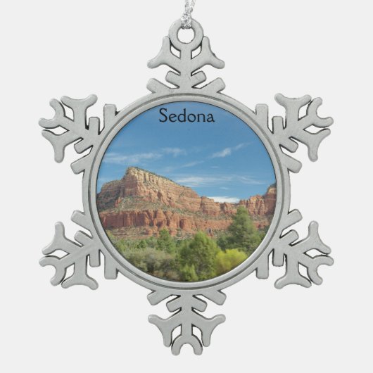 Sedona Red rocks Schneeflocken Zinn-Ornament (Vorderseite)