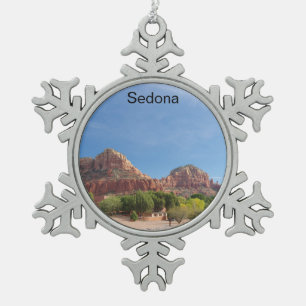 Sedona Red Rocks Schneeflocken Zinn-Ornament