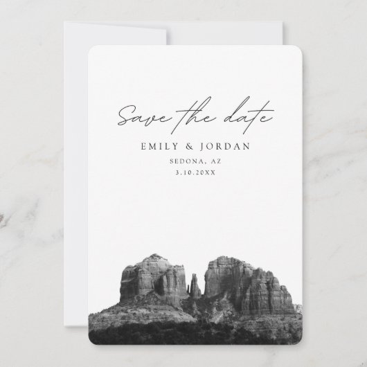 Sedona Save the Date Black & White Wedding Einladung (Vorderseite)