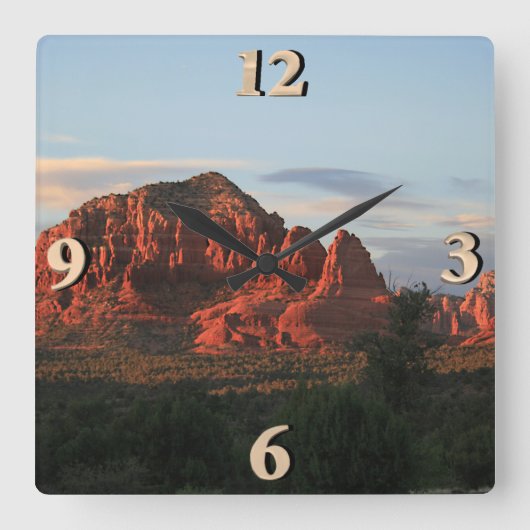 Sedona Sunset Quadratische Wanduhr (Vorderseite)