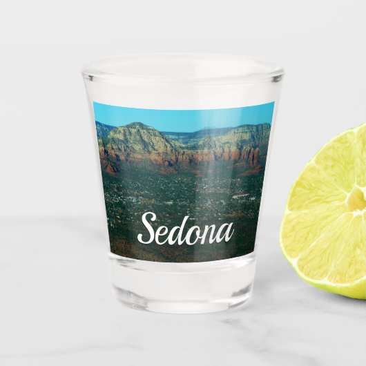Sedona und Coffee Pot Rock von oben Schnapsglas (Vorderseite)