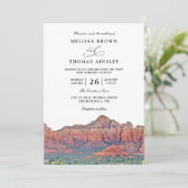 SEDONA Zielort Skyline Boho QR-Code Hochzeit Einladung (Stehend Vorderseite)