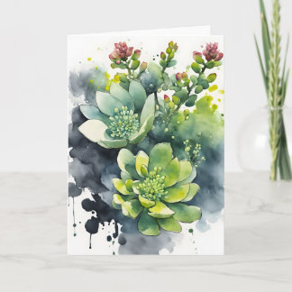 Sedum - Aquarellblumen Karte