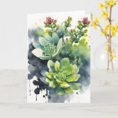 Sedum - Aquarellblumen Karte (Gelbe Blume)