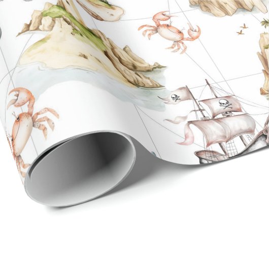 See-Abenteuer Schatzkarte Kompass Geschenkpapier (Rolleneckpunkt)