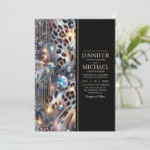 SEE BACK All-In-One Exotic Posh Wedding Invitation Einladung (Stehend Vorderseite)