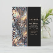 SEE BACK All-In-One Exotic Posh Wedding Invitation Einladung (Stehend Vorderseite)