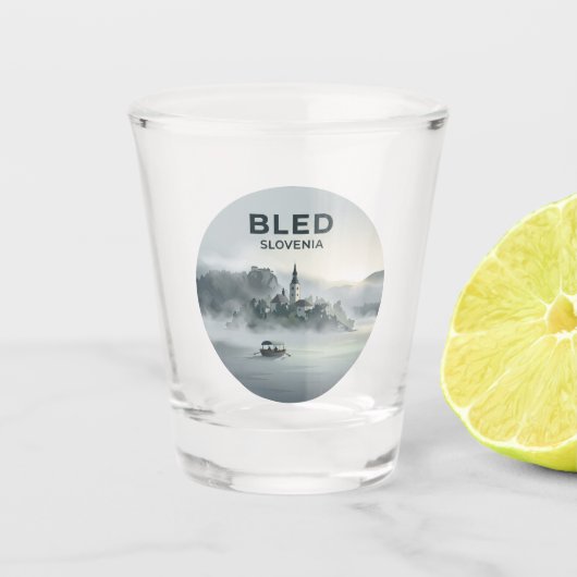 See Bled Slowenien Schnapsglas (Vorderseite)