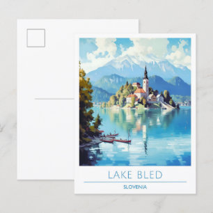 See Bled Slowenien Vintage Reise Postkarte