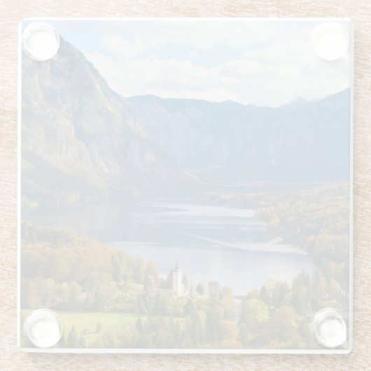 See Bohinj in Slowenien im Herbst Glasuntersetzer (Rückseite)