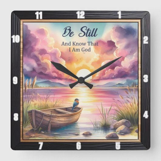 See Boot immer noch Sunset Quadratische Wanduhr (Vorderseite)