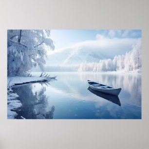 See Bootsee Im Winter Ruhe Landschaft Poster