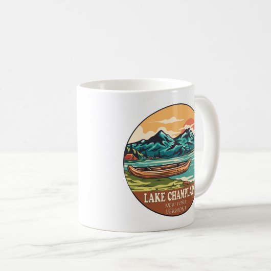 See Champlain Boating Fishing Emblem Kaffeetasse (VorderseiteRechts)