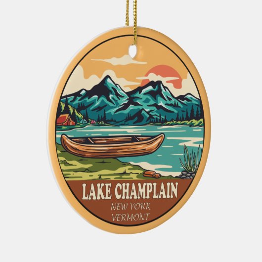 See Champlain Boating Fishing Emblem Keramik Ornament (Rechts)