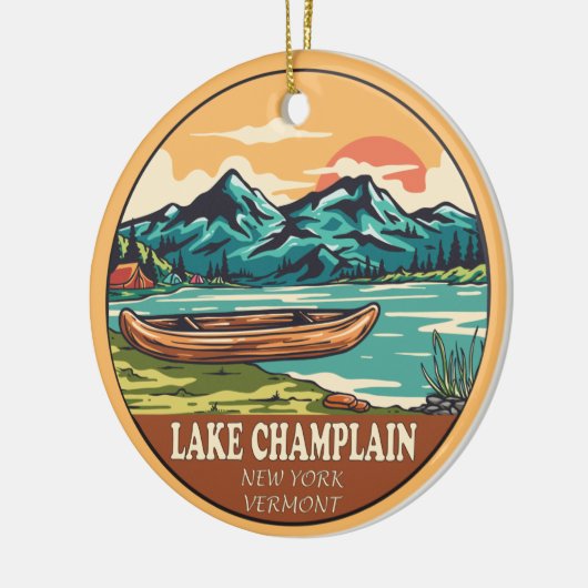 See Champlain Boating Fishing Emblem Keramik Ornament (Links)