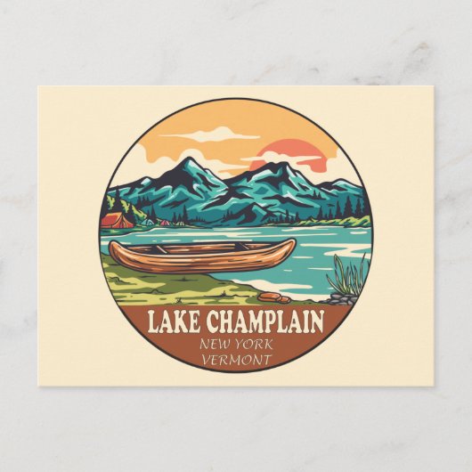 See Champlain Boating Fishing Emblem Postkarte (Vorderseite)