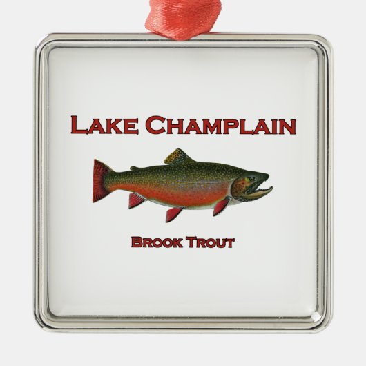 See Champlain Fischen-Bachforelle Silbernes Ornament (Vorne)