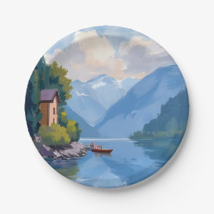 See Como, Italien Gemälde Wasserfarbe Pappteller