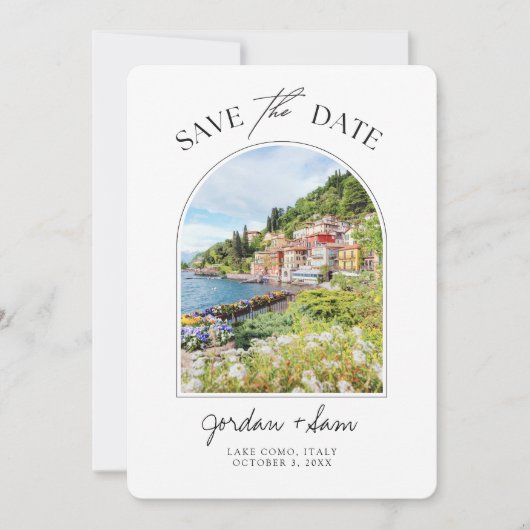 See Como Italien Hochzeit retten Datum Einladung (Vorderseite)