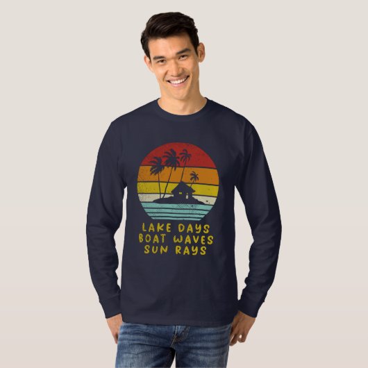 See Days Boat Waves Sun Rays Nautic T-Shirt (Vorne ganz)