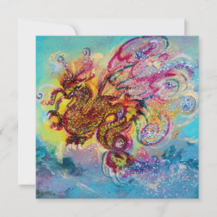 SEE DRACHE blau violett lila schwarz gelb Einladung