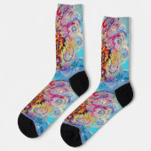SEE-DRACHE UNTER WELLEN Fantasy Rosa Blau Socken (Linkes Detail)
