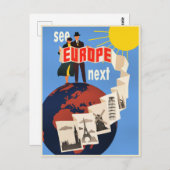 See Europe Next travel poster, Postkarte (Vorne/Hinten)