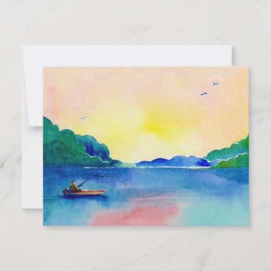 See-Fischen-Ruhestand in der Aquarell-Einladung Einladung (Vorderseite)