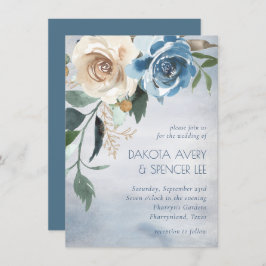 See Floral | Dusty Blue and Off White Wedding Einladung