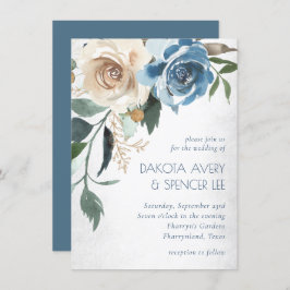 See Floral | Dusty Blue Denim Cream Wedding Einladung