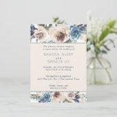 See Floral | Hochzeit von Marmorblau und Creme Gar Einladung (Stehend Vorderseite)
