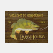 See-Haus-Seebass-Fisch-rustikales hölzernes Korn Fußmatte (Vorderseite)