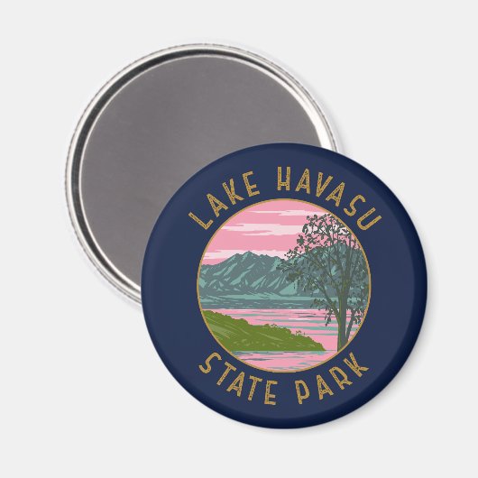 See Havasu Staat Park Retro Distressed Circle Magnet (Vorderseite/Rückseite)