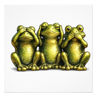 See Hear Speak No Evil Funny Frogs Fotodruck