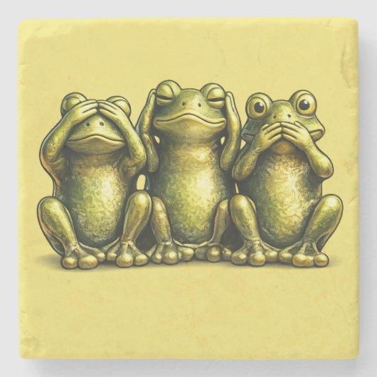 See Hear Speak No Evil Funny Frogs Steinuntersetzer (Vorderseite)