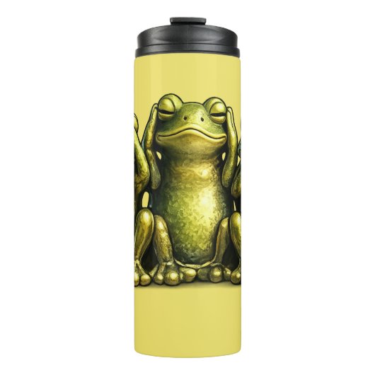 See Hear Speak No Evil Funny Frogs Thermosbecher (Vorderseite)