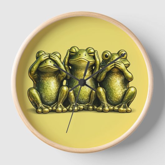 See Hear Speak No Evil Funny Frogs Uhr (Vorderseite)