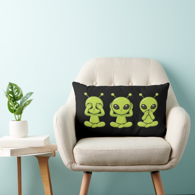 See, Hear, Speak No Evil Lumbar Throw Pillow Lendenkissen (Stuhl )