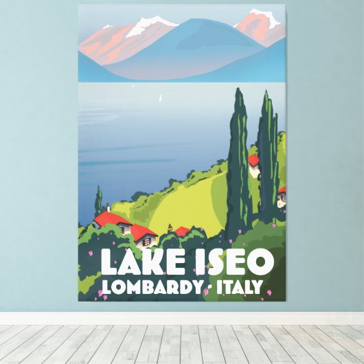 See Iseo, Lombardei Italien Reiseplakat Leinwanddruck (Insitu (Holzboden))