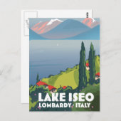 See Iseo, Lombardei Italien Reiseplakat Postkarte (Vorne/Hinten)