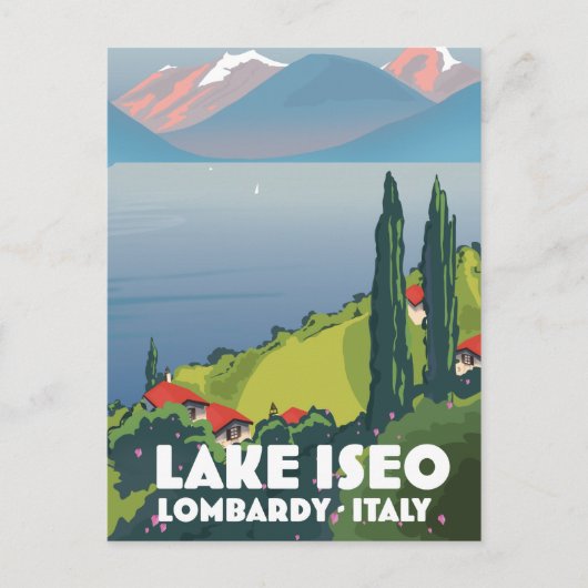 See Iseo, Lombardei Italien Reiseplakat Postkarte (Vorderseite)