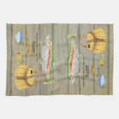 See-Kabinen-Forelle-Fischen-Weidenkorb lockt Geschirrtuch (Horizontal)